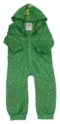 Zelená šusťáková jarní kombinéza s trojúhelníky a kapucí Matalan