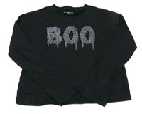 Černé triko s nápisem z kamínků F&F