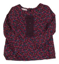 Vínová květovaná halenka s krajkou