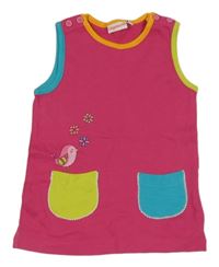 Fuchsiová šatová tunika s ptáčkem a kapsami Liegelind