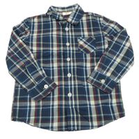 Tmavomodro-bílo-barevná kostkovaná košile Kids