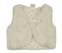 Smetanová kožešinová podšitá vesta s mašlí H&M