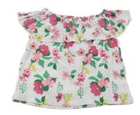 Bílé květované tričko s volánem