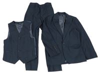 3set - Tmavomodré slavnostní sako + chino kalhoty + vesta Next