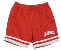 Červené sportovní kraťasy s nápisem a pruhy Shein