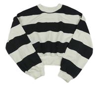 Smetanovo-černá pruhovaná crop mikina H&M