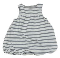 Bílo-šedé pruhované šusťákové podšité šaty