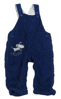 Tmavomodré manšestrové podšité laclové kalhoty se psem M&S