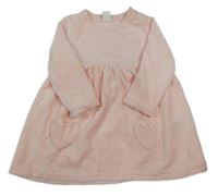 Světlerůžové sametové šaty s kapsami se srdíčky H&M