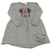 Šedé melírované svetrové šaty s Minnie Disney