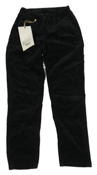 Nové - Černé sametové skinny kalhoty 