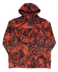 Červeno-černá vzorovaná sportovní funkční mikina s logem a kapucí Sonneti