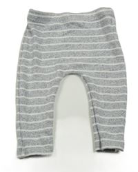 Šedo-bílé pruhované úpletové tepláky F&F