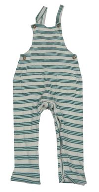 Bílo-zelené pruhované žebrované laclové tepláky Matalan