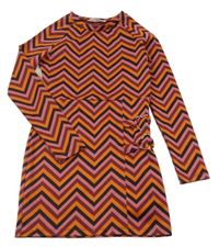 Oranžovo-černo-růžové vzorované šaty se srdíčky Matalan