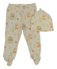 2 set - smetanové polodupky s králíky + čepice 