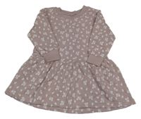 Světlerůžové květované teplákové šaty 