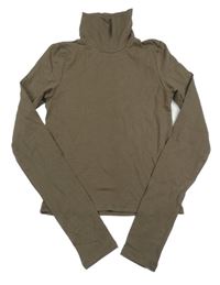 Hnědé crop triko s rolákem H&M