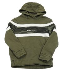 Khaki mikina s bílým pruhem a kapucí George