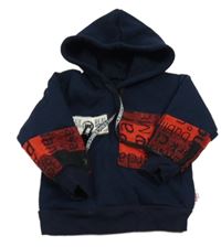 Tmavomodro-červená mikina s kapucí 