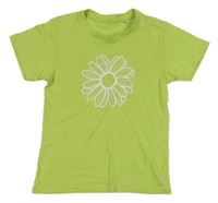 Limetkové tričko s květem 