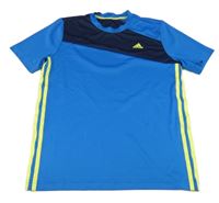 Modro-tmavomodré sportovní funkční tričko s logem Adidas