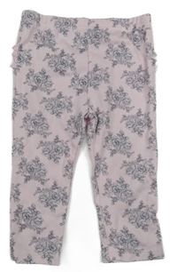 Světlerůžové květované legíny 