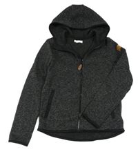 Antracitová melírovaná pletená thermo propínací mikina s kapucí H&M