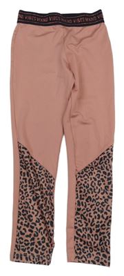 Růžové sportovní legíny s leopardím vzorem 