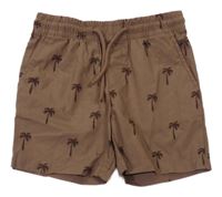 Hnědé plátěné kraťasy s palmami H&M