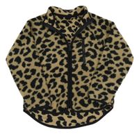 Hnědo-černá leopardí huňatá propínací mikina dunnes