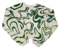 Smetanovo-zelená vzorovaná crop mikina H&M