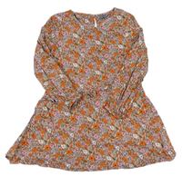 Pudrovo-barevné květované lehké šaty s volánky Next