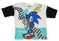 Bílo-tyrkysovo-černé tričko se Sonicem Primark