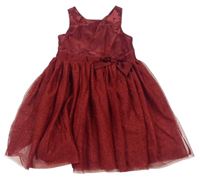 Vínové slavnostní šaty s třptivou tylovou sukní a mašlí H&M