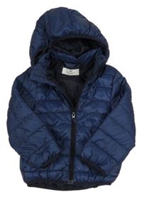 Tmavomodrá šusťáková zimní bunda s kapucí H&M