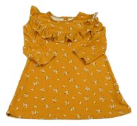 Hořčicové květované šaty s volánkem Matalan