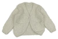 Bílý chlupatý propínací svetr F&F