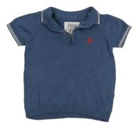 Modrá svetrová vesta s výšivkou a límečkem F&F