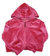 Růžová sametová propínací crop mikina s kapucí Shein