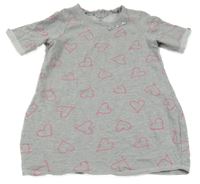 Šedé teplákové šaty se srdíčky a kamínky 