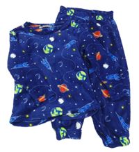 Tmavomodré plyšové pyžamo s vesmírem 