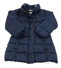 Tmavomodrý šusťákový zimní kabát H&M