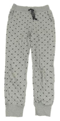 Světlešedo-černé květované puntíkaté tepláky Yigga