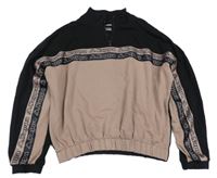 Černo-béžová crop mikina s logem Kappa 