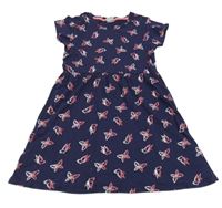 Tmavomodré šaty s motýlky Y.F.K.