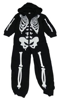 Černá tepláková kombinéza s kapucí - kostra Tu