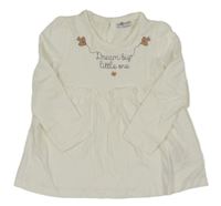 Bílá tunika s nápisem a ptáčky 