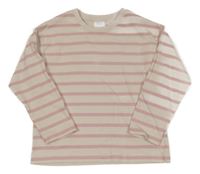 Smetanovo-růžové pruhované triko Zara