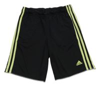 Černo-světlezelené sportovní kraťasy s logem Adidas 
